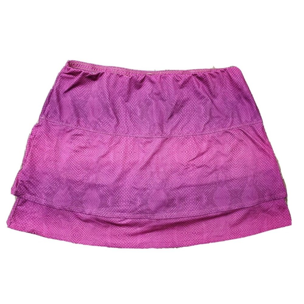 Lucky in Love Women's XL 16 Tired Tennis Skirt Skort Purple Python Snake Skin